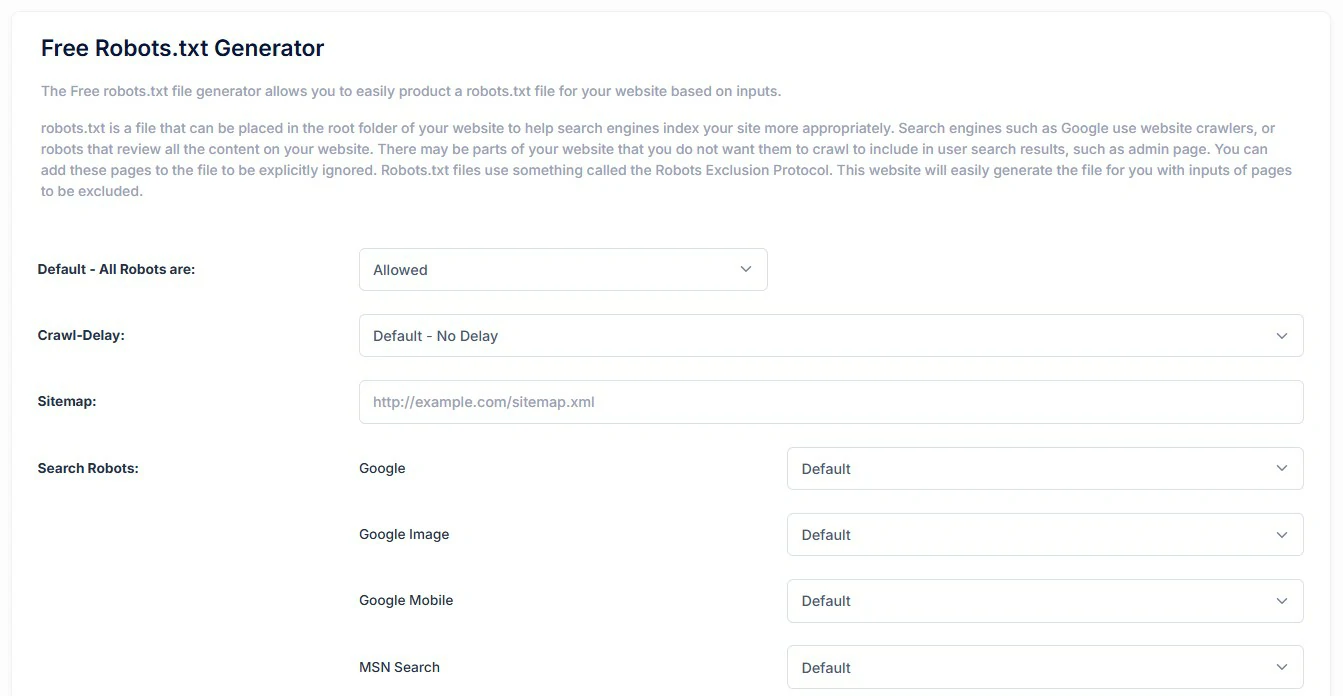 Robots.txt Oluşturucu